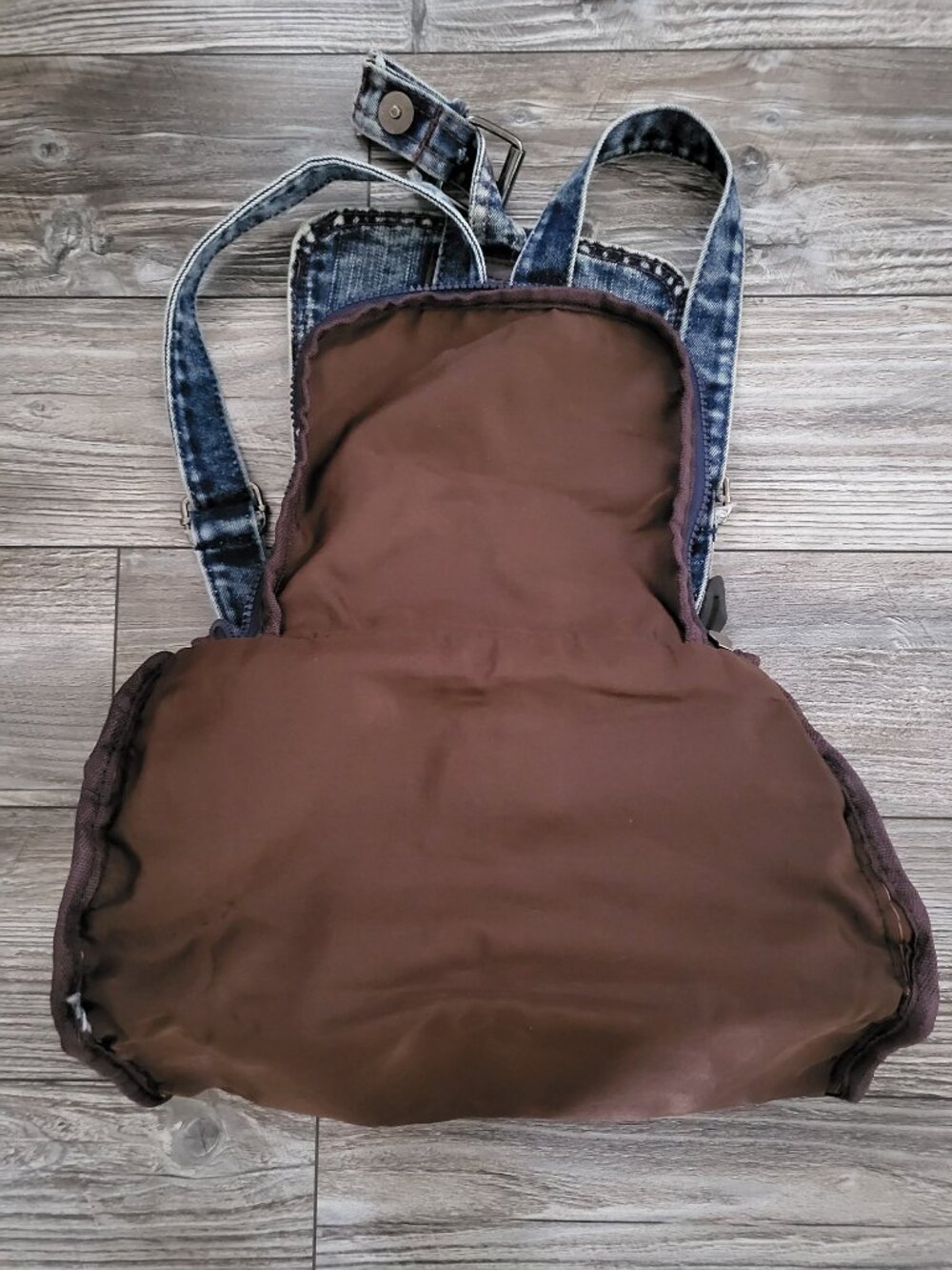 Acid Wash Denim Mini Backpack Rucksack - Picture 15 of 16